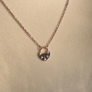 Lock Necklace Heart Pendant Rose Gold Chain Rhinestone‎ Padlock Jewelry